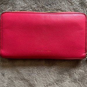 Alexander McQueen Fuchsia Leather Zip Around Wallet